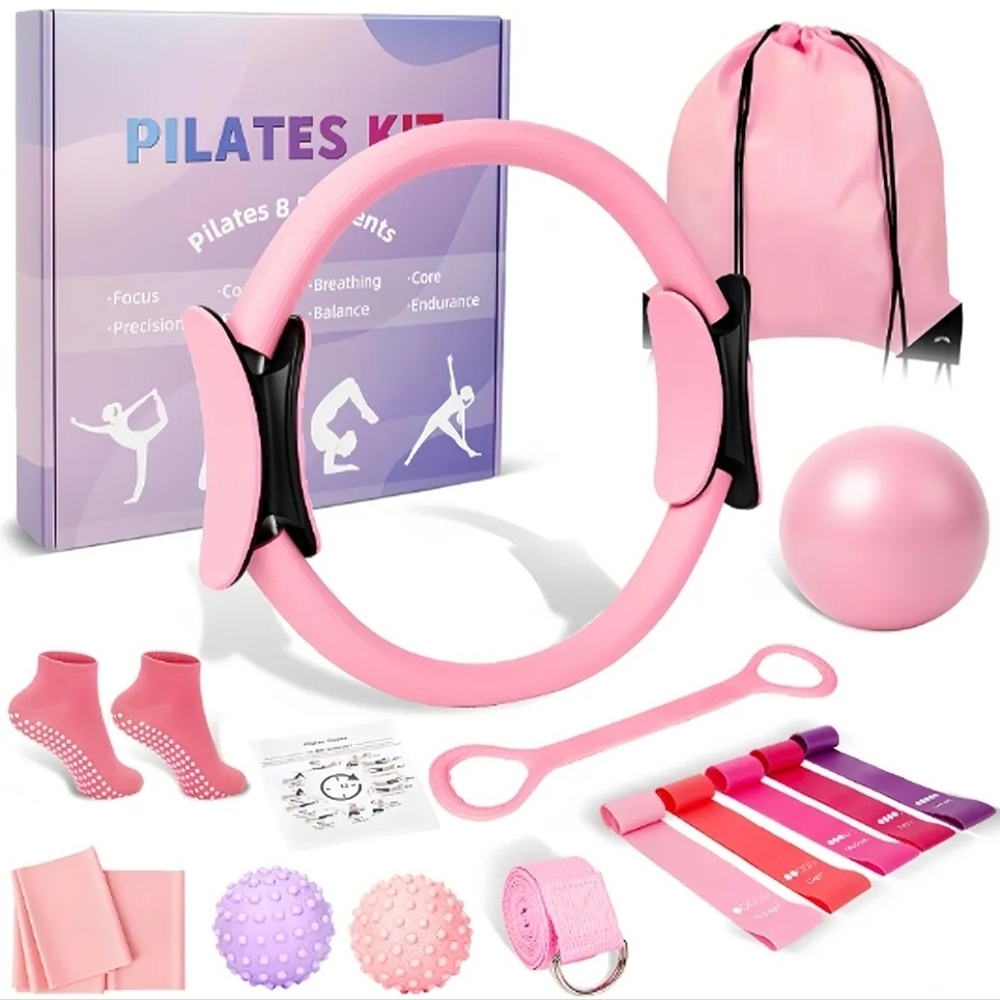 Pink Pilates Kit with Ring, Ball and Bands